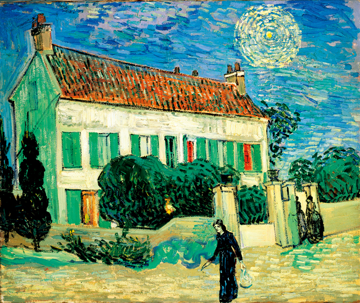  文森特·威廉·梵高  Vincent Willen Van Gogh —— 夜空下的白房子1890